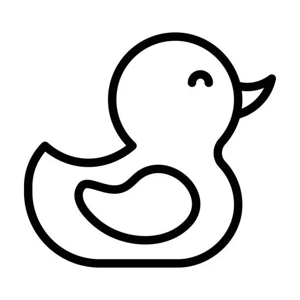 Vector illustration of baby shower related cute rubber duck for small baby playing vector in lineal style,