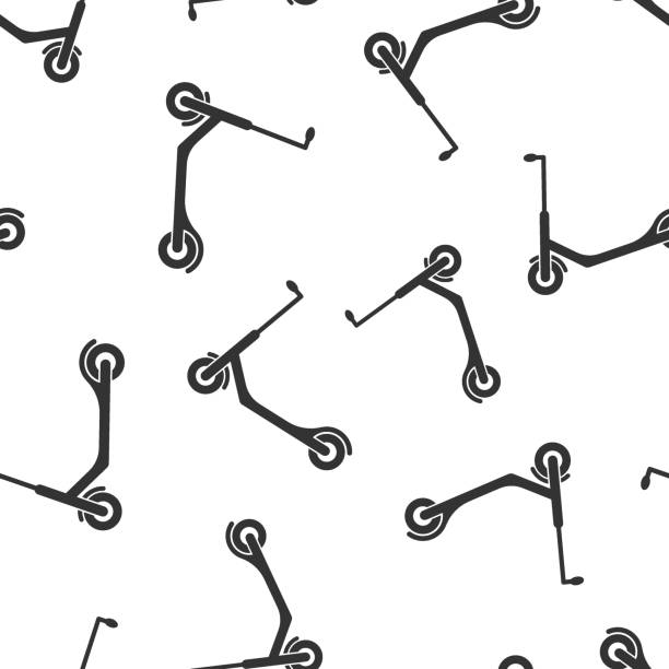 ilustrações de stock, clip art, desenhos animados e ícones de electric scooter icon in flat style. bike vector illustration on white isolated background. transport seamless pattern business concept. - 30469