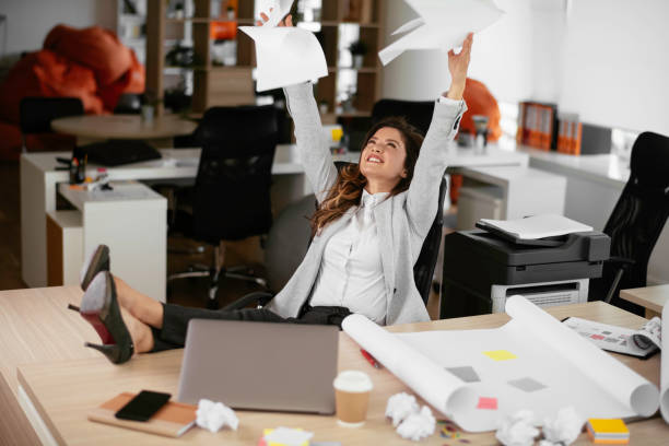 istock Beautiful businesswoman working on the project 1255854921