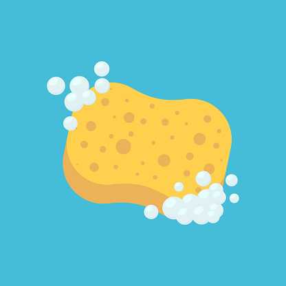 Sponge with bubbles icon isolated on white background. Vector illustration. Eps 10.