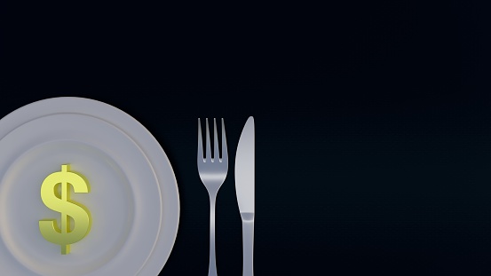 Dollar and euro currency on the plate with black background
