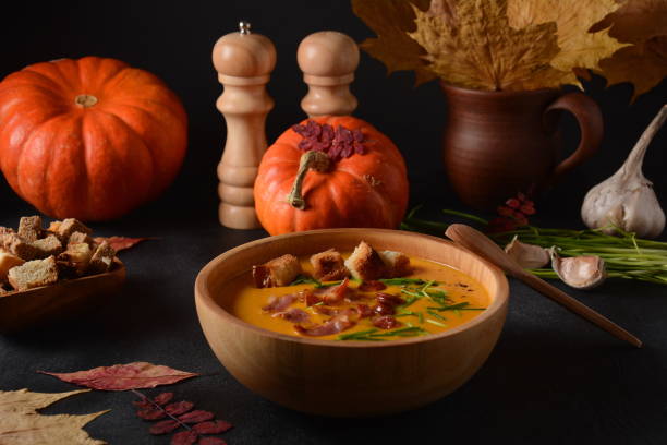istock Creamy pumpkin and sweet potato (batata) soup 1255860783