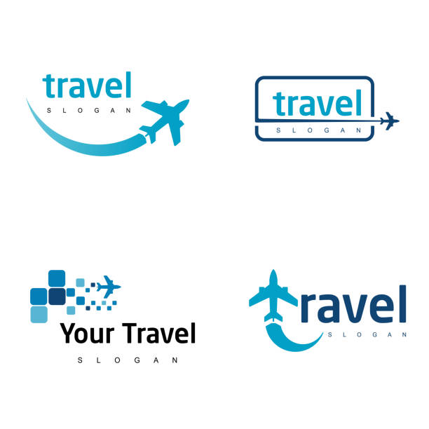 illustrations, cliparts, dessins animés et icônes de logo de la visite et du voyage - logo avion