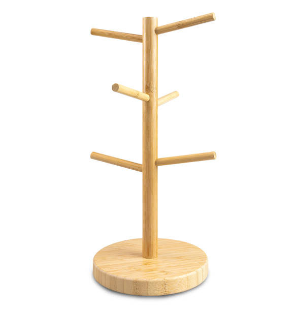 istock Wooden hanger for coffee mug or coffee cup, isolated on a white background. with clipping paths. 1255863263