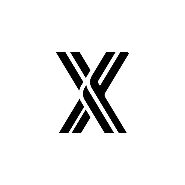 okrągłe narożniki podwójny napis liniowy logotype x - letter x illustrations stock illustrations