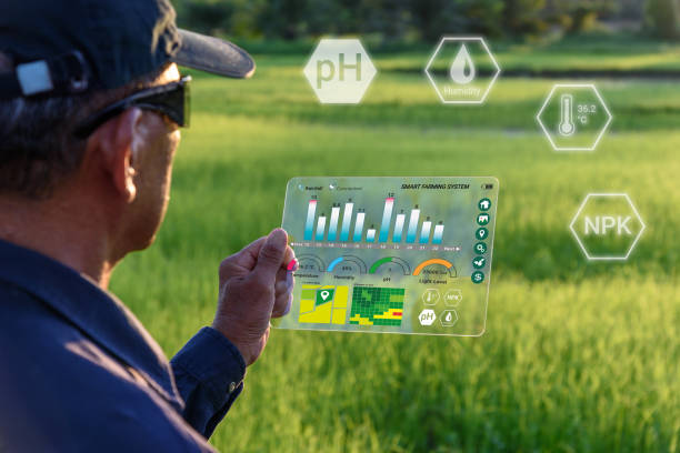 istock Smart farming with IoT, futuristic agriculture concept 1255871842