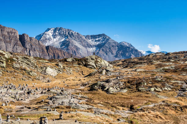 パッソ・サンバーナーディーノ、スイス。峠付近の山頂の高山パノラマ - european alps europe high up lake ストックフォトと画像
