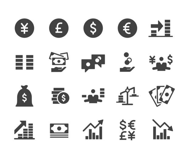 stockillustraties, clipart, cartoons en iconen met money icons set - classic series - japanse valuta