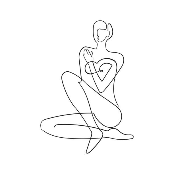 Outline illustration of woman body Vector outline black and white illustration of woman body. One line drawing isolated on white background. Use it for design card, poster, banner, social Media post, fashion print, beaty salon symbol black and white woman stock illustrations