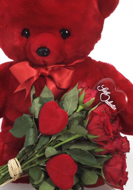istock Teddy Bear and Red Roses for Saint Valentine's Day 1255878028