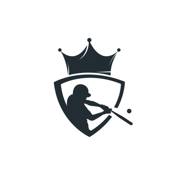 Baseball king vector logo design. Baseball player and crown icon design template. baseball diamond softball baseballs backgrounds stock illustrations