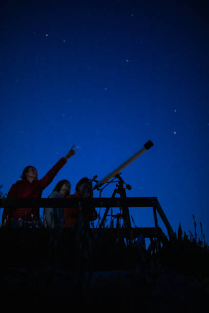 istock Mother and children are watching stars 1255887399