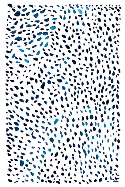 blue brush strokes dots watercolor stripes isolated on white background