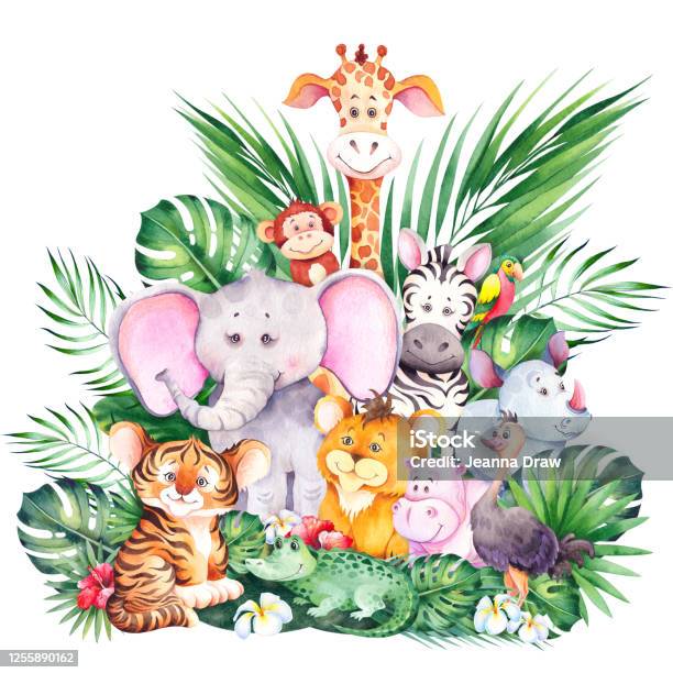 African Cartoon Animals Stock Illustration - Download Image Now - Animal,  Cartoon, Cute - iStock