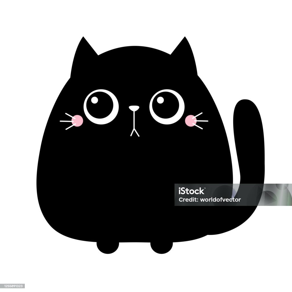 Black Cat Kitten Kitty Kitten Icon Cute Kawaii Cartoon Character