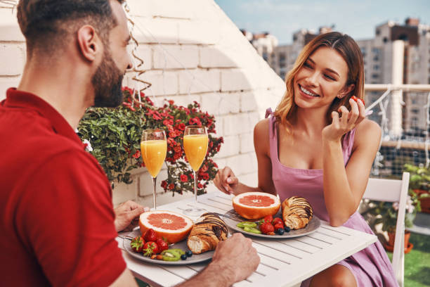 istock Romantic young couple in casual clothing 1255894548