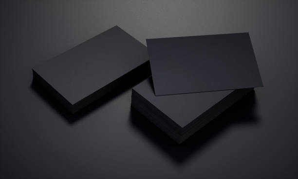 istock Stack of  black business cards 1255895823