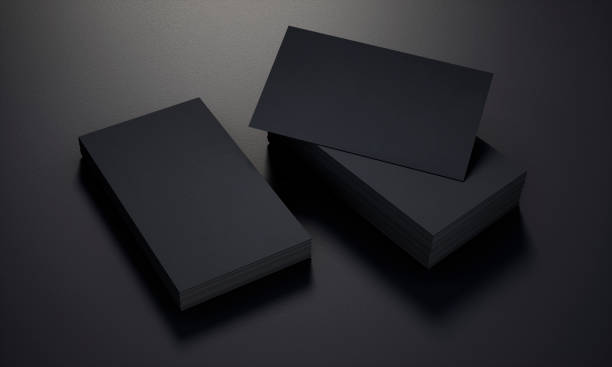istock Stack of  black business cards 1255895826