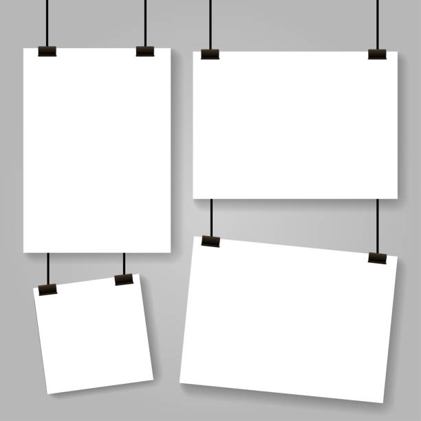 ÐÐ»Ñ ÐÐ½ÑÐµÑÐ½ÐµÑÐ° Blank white poster template. affiche, paper sheet hanging on wall. mockup. Vector illustration bulletin board photos stock illustrations