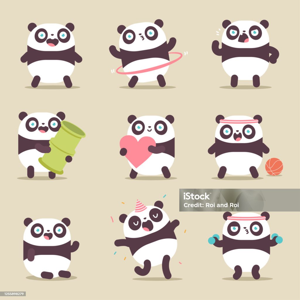 Ilustración de Bonitos Personajes Panda Vector Dibujos Animados Conjunto  Aislado En El Fondo y más Vectores Libres de Derechos de Panda - Animal -  iStock