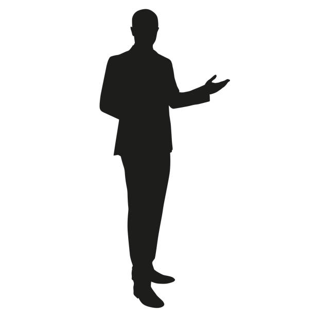 ilustrações de stock, clip art, desenhos animados e ícones de businessman presentation. vector silhouette - business man