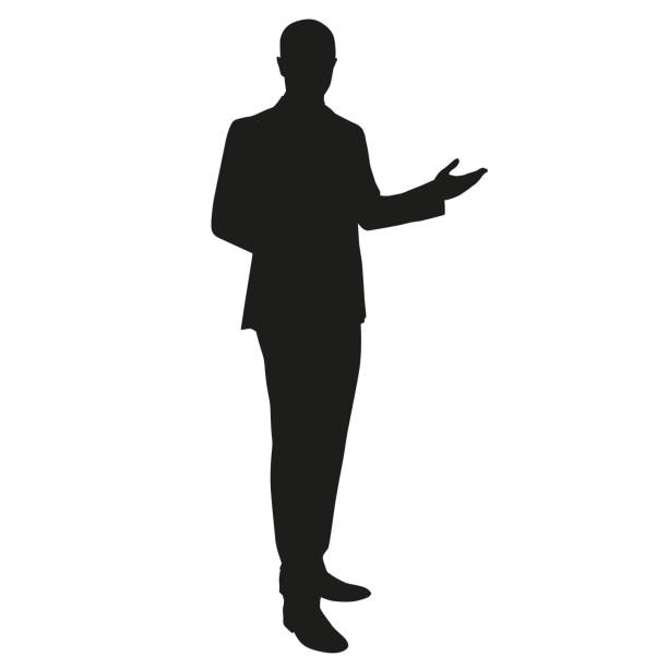 Businessman presentation. Vector silhouette Businessman presentation. Vector silhouette one young man only stock illustrations