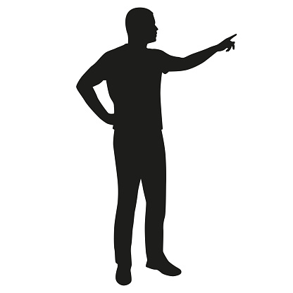 Man presenting, vector silhouette