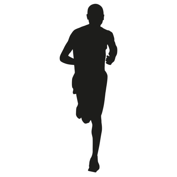 sylwetka biegacza. ilustracja wektorowa - silhouette sport running track event stock illustrations