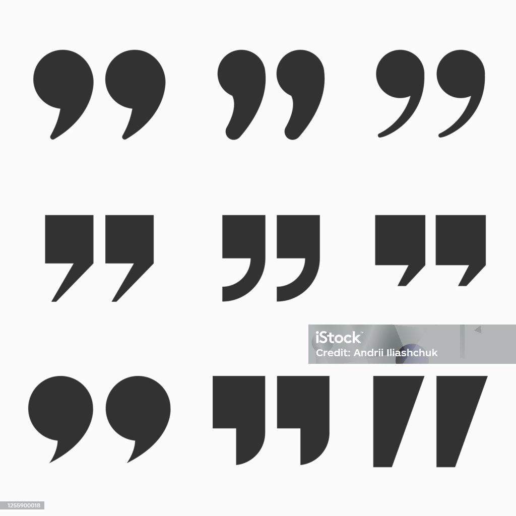 Quote Mark Icon Set For Conversation Or Definition Set 3 Stock