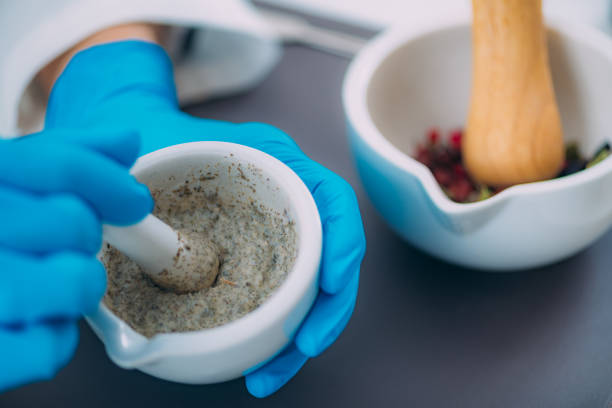 Grinding Cosmetic Ingredients Using Mortar and Pestle