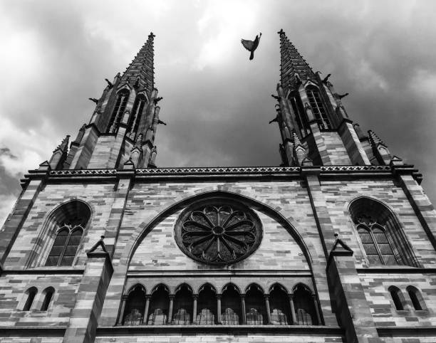 istock Old Catholic church in counter-dive. 1255902938