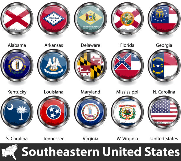 ilustraciones, imágenes clip art, dibujos animados e iconos de stock de sureste de los estados unidos - south carolina flag interface icons symbol