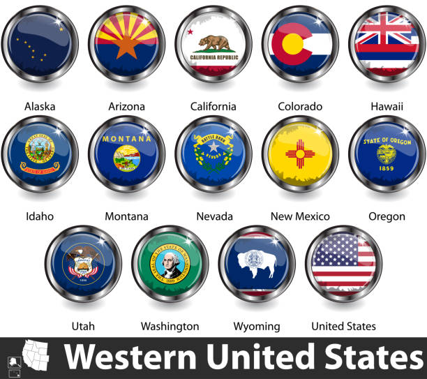 미국 서부 - wyoming flag computer icon symbol stock illustrations