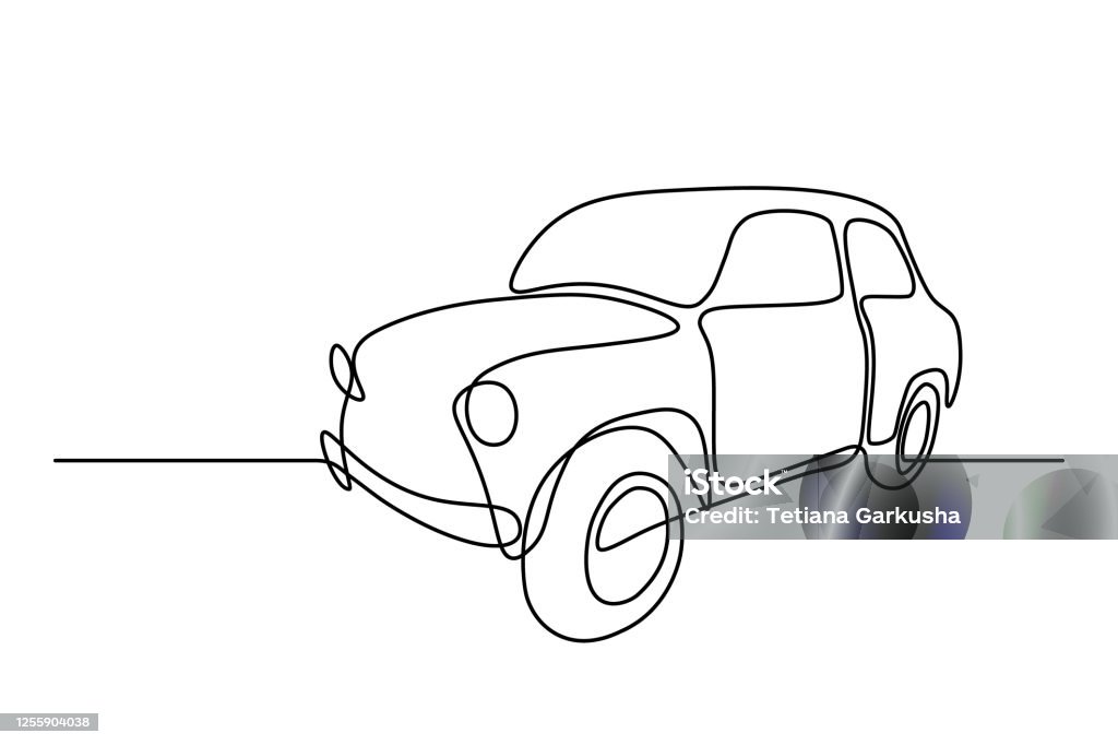 Vintage car Retro car in continuous line art drawing style. Vintage automobile minimalist black linear sketch isolated on white background. Vector illustration Car stock vector