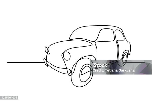 Vintage Car Stock Illustration - Download Image Now - Car, Line Art, Single Line