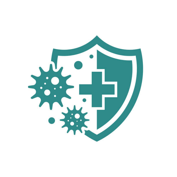 bakteri koruma simgesi beyaz arka plan üzerinde izole. vektör illüstrasyon. - corona virüs stock illustrations