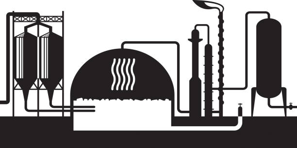 ilustrações, clipart, desenhos animados e ícones de planta de biogás industrial - digester