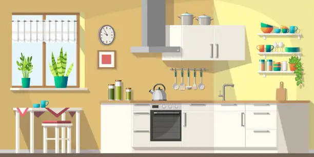 Vector illustration of Kitchen With Furniture
