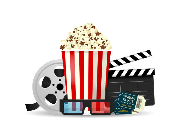 istock Set of objects cinema isolated on white background. Cinematography concept. 1255915272