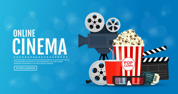 istock Banner for the cinematography. Elements of the film industry. 1255915273