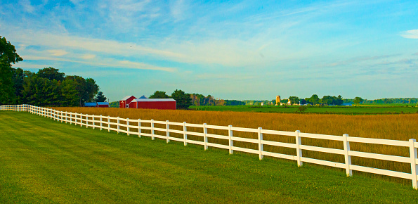 Farm Land with Red Barn and White fence-Rolling hills of Northern Indiana-Fulton County