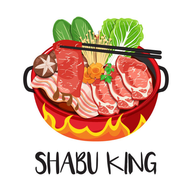 shabu шабу ресторан логотип вектор. - shabu stock illustrations