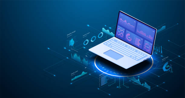 Modern flat design isometric concept of Data Analysis for website and mobile website. Data analytics for company marketing solutions or financial performance. Budget accounting or statistics concept. Modern flat design isometric concept of Data Analysis for website and mobile website. blockchain icons stock illustrations