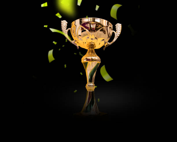 istock Trophy cup. Champion trophy, shiny golden cup. 1255917800