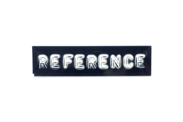 istock Embossed letter in word reference on black banner with white background 1255920900