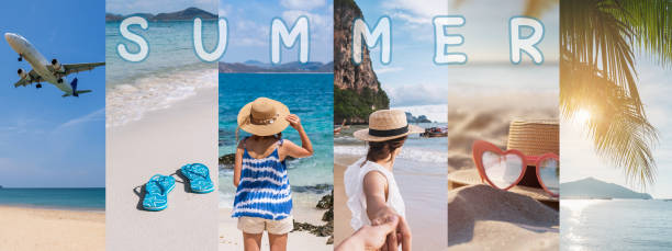 istock Collage of summer vacations, Travel background concept 1255924793