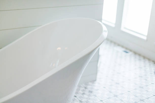 istock Modern Euro Style Bathroom and Self Standing White Bathtub 1255926170