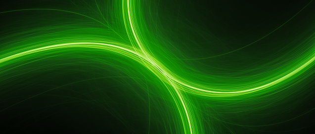 Abstract green wave background. Dynamic shape composition with soft gradients