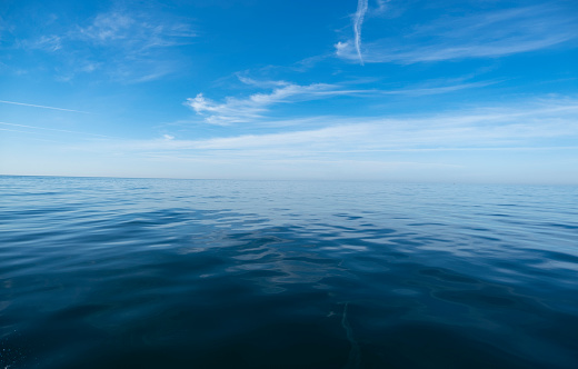 Calm flat seas with dark waters