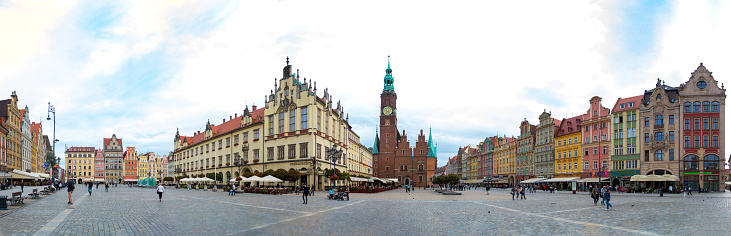 A panorama of the Market Square in Wroclaw.